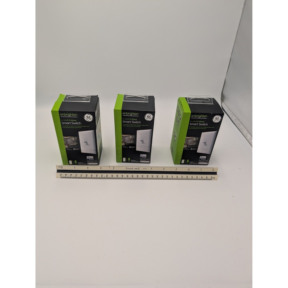 Lot of 3 GE Enbrighten In-Wall Z-Wave Smart Switch Toggle 14292 Z-Wave Plus